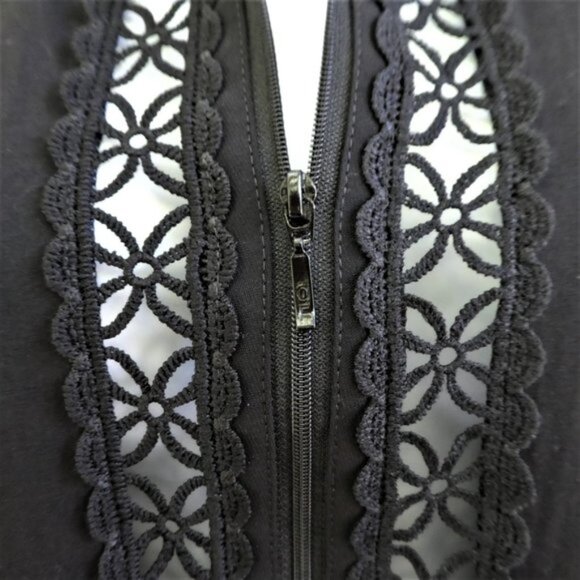 Anne Fontaine Top Zip Front Floral Daisy Cutouts Detachable Collar Stretch 40 M - Picture 7 of 14